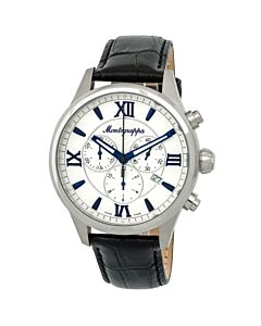 Men's Fortuna Chronograph Leather Silver Dial Watch