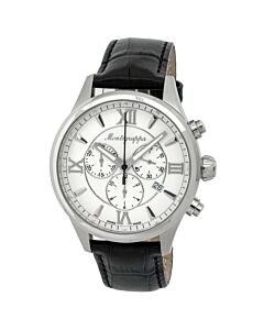 Men's Fortuna Chronograph Leather Silver Dial Watch