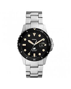 Men's Fossil Blue Dive Stainless Steel Black Dial Watch