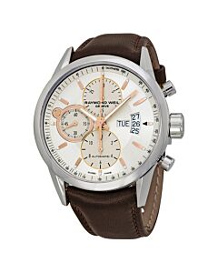 Men's Freelancer Automatic Chronograph Silver Dial Brown Genuine Leather