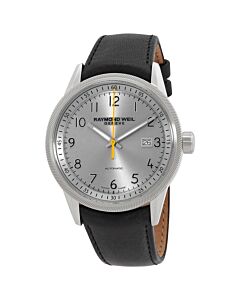 Men's Freelancer Leather Silver Dial Watch