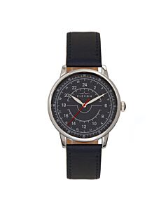 Men's Gauge Genuine Leather Blue Dial Watch