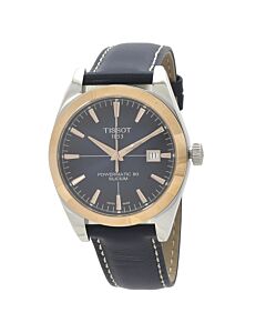 Men's Gentleman Powermatic 80 Silicium Leather Blue Dial Watch