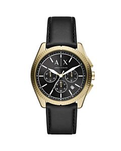Men's Giacomo Chronograph Leather Black Dial Watch