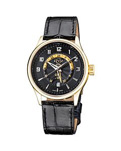 Men's Giromondo Genuine Leather Black Dial Watch