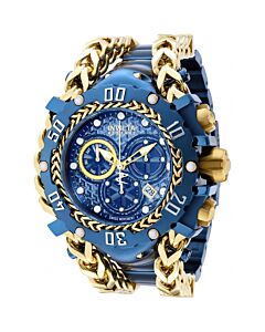 Men's Reserve Chronograph Stainless Steel with Gold-tone Chain Link Trim Blue Dial Watch