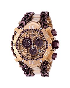 Men's Gladiator Chronograph Stainless Steel with Brown Chain-Link Trim Rose Dial Watch