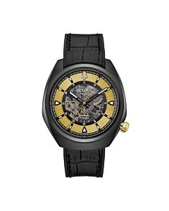 Men's Grammy Leather Black Skeleton Dial Watch
