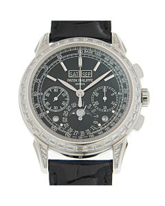Men's Grand Complications Chronograph Leather Black Lacquered Dial