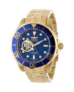 Men's Grand Diver 18kt Gold Ion-plated Stainless Steel Blue with Skeletal display Dial