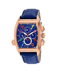 Men's Grandeur Leather Blue Dial Watch