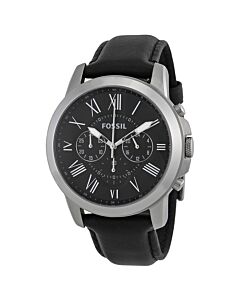 Men's Grant Chronograph Black Genuine Leather and Dial