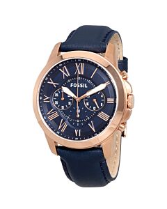 Men's Grant Chronograph Navy Blue Genuine Leather and Dial