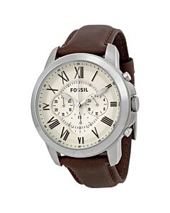 Men's Grant Chronograph Leather Cream Dial Watch