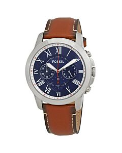 Men's Grant Chronograph Leather Navy Blue Dial