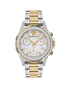 Men's Greca Action Chronograph Stainless Steel Silver-tone Dial Watch