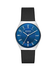 Men's Grenen Leather Blue Dial Watch