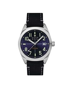 Men's Gromov Genuine Leather Blue Dial Watch
