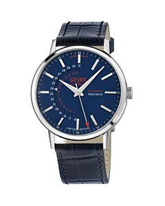 Men's Guggenheim Genuine Leather Blue Dial Watch