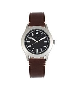 Mens-Hanson-Genuine-Leather-Black-Dial-Watch