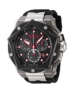 Men's Helios Chronograph Silicone and Stainless Steel Black Dial Watch