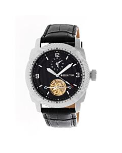 Men's Helmsley Embossed Leather Black Cut-Out Dial