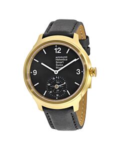 Men's Helvetica No 1 Leather Black Dial Watch