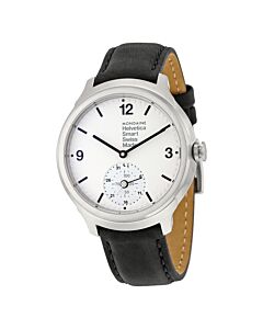 Men's Helvetica No 1 Leather White Dial Watch