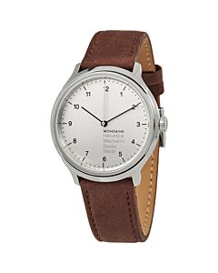Men's Helvetica No1 Regular Leather Silver Dial Watch