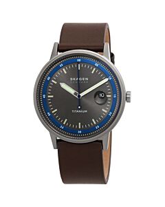 Men's Henriksen Titanium Leather Charcoal Dial Watch