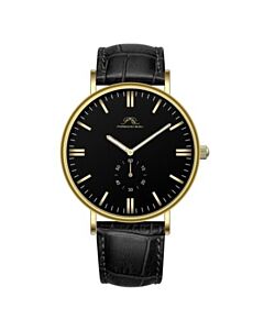 Men's Henry Genuine Leather Black Dial Watch
