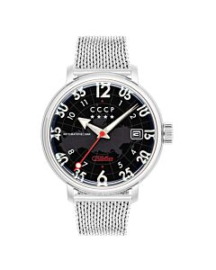 Men's Hereos Comrade Stainless Steel Black Dial Watch