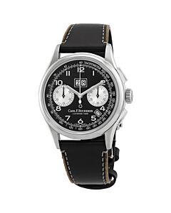 Men's Heritage Bicompax Chronograph Leather Black Dial Watch