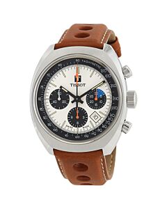 Men's Heritage Chronograph Leather Silver Dial Watch