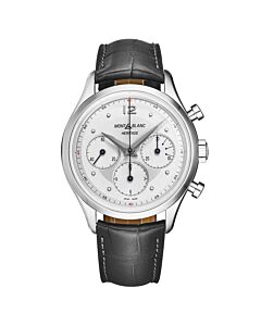 Men's Heritage Chronograph Leather Silver-tone Dial Watch