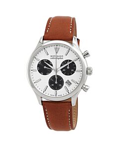 Men's Heritage Chronograph Leather White Dial Watch