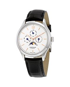 Men's Heritage Chronometrie Quantieme Leather Silvery White Dial