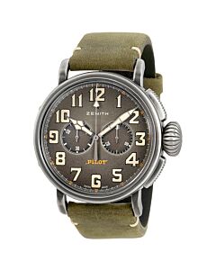 Men's Heritage Pilot Type 20 Chronograph Oily Nubuck Leather (rubber Linning) Slate Grey Dial