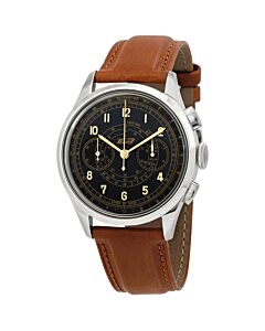 Men's Heritage Telemeter Chronograph Leather Black Dial Watch