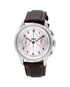 Men's Heritage Telemeter Chronograph Leather Silver-tone Dial Watch