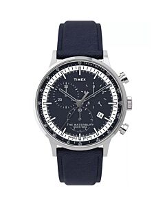 Men's Heritage Waterbury Chronograph Leather Blue Dial Watch