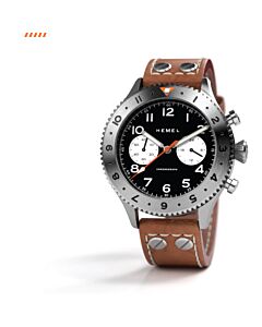 Men's HF Chronograph Genuine Leather Black Dial Watch