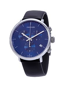 Men's High Noon Chronograph Leather Blue Dial Watch