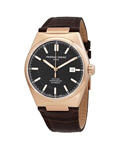 Men's Highlife Leather Black Dial Watch