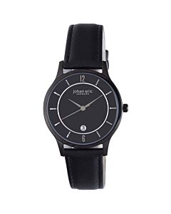 Men's Hobro Leather Black Dial Watch