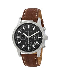 Men's Hutton Chronograph Leather Black Dial Watch