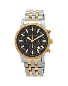 Men's Hutton Chronograph Stainless Steel Black Dial Watch