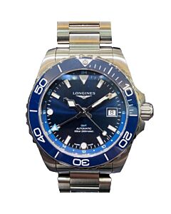 Men's Hydroconquest GMT Stainless Steel Sunray Blue Dial Watch