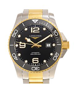 Men's HydroConquest Stainless Steel, Yellow PVD Black Dial Watch