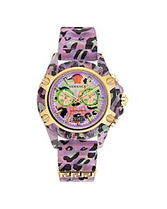Men's Icon Active Chronograph Silicone Lilac Leopard Dial Watch